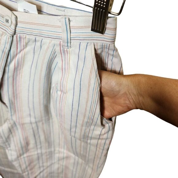 Vintage 80s White Stag Pants Womens Size S White Striped Pleated Mom - Picture 4 of 7